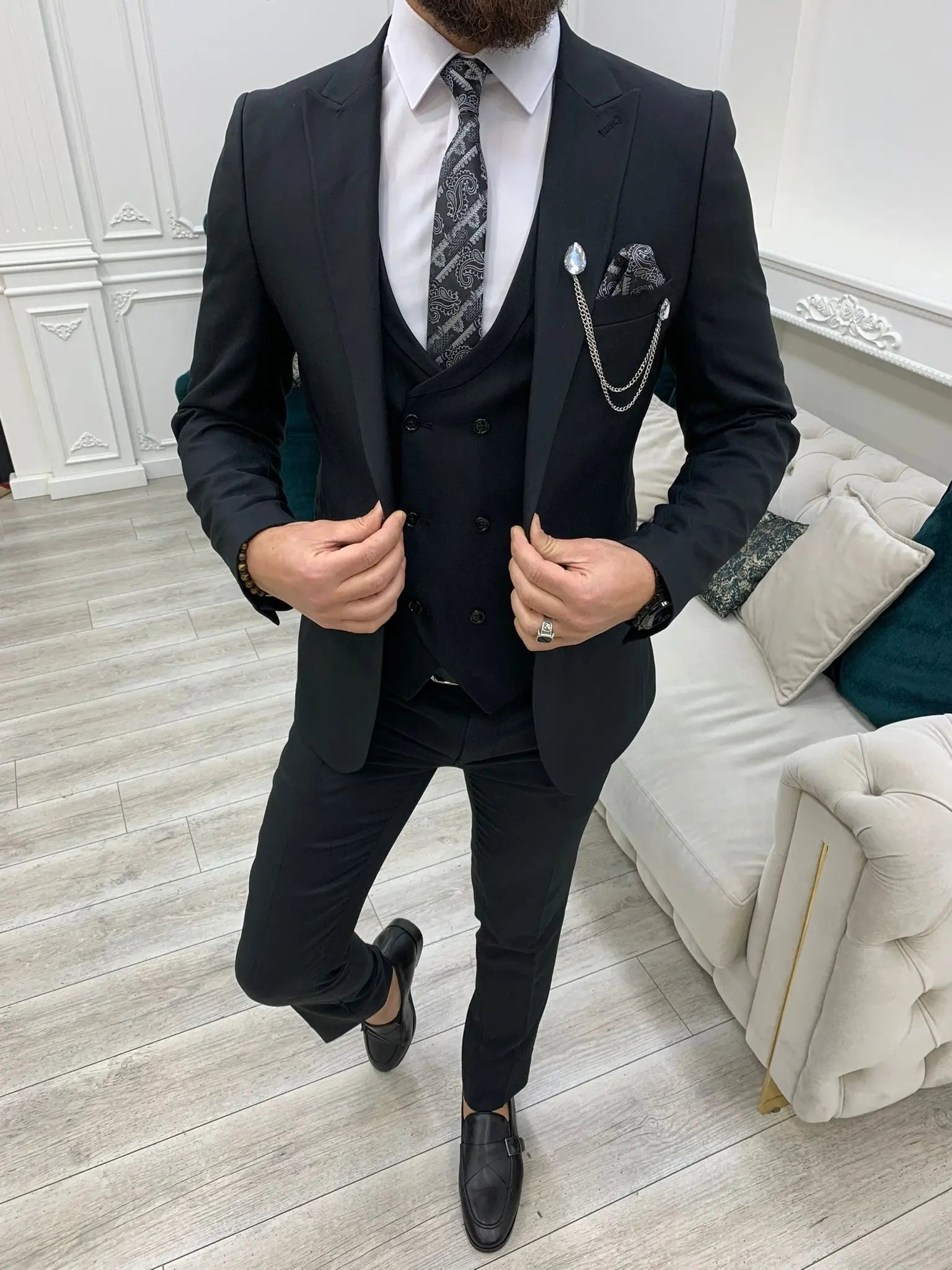 Stefano Black Slim Fit Suit brabion