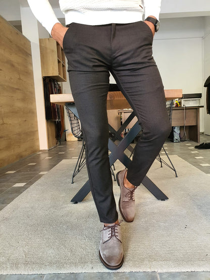 Stefano Brown Slim Fit Cotton Pants