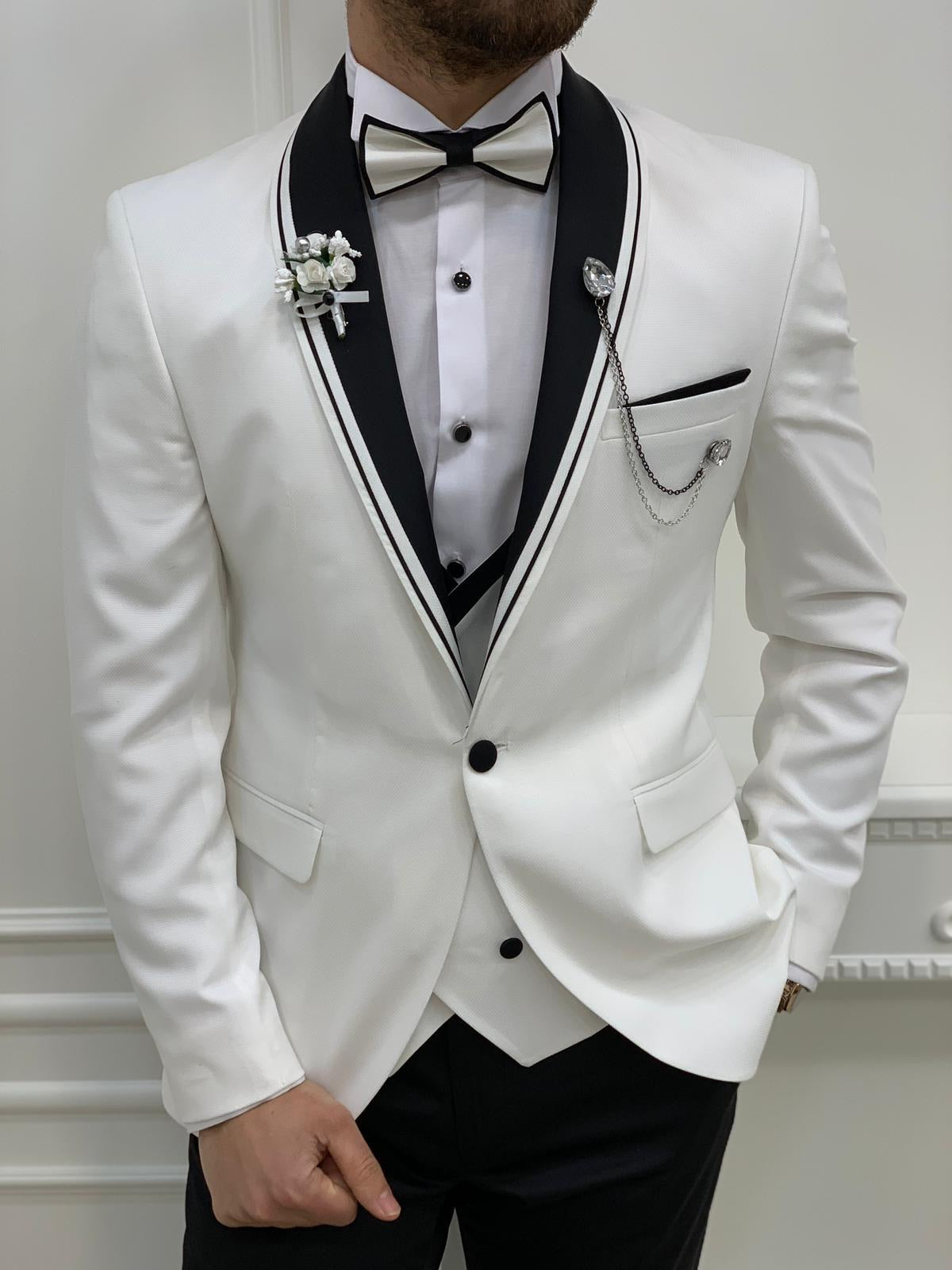 Napoli White Slim Fit Shawl Lapel Tuxedo