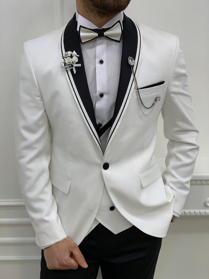 Napoli White Slim Fit Shawl Lapel Tuxedo