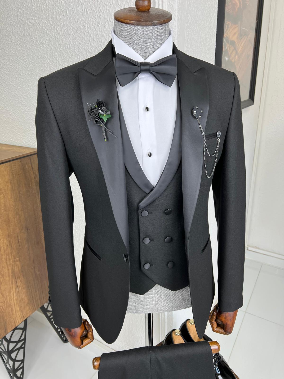 Veneta Slim Fit Dovetail Collared Black Tuxedo