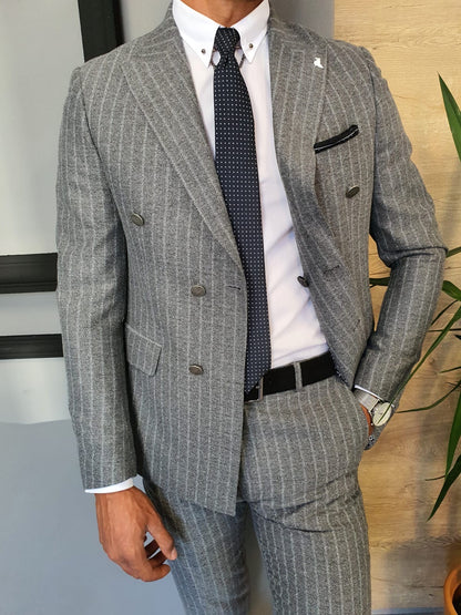 Wellington Gray Pinstripe Double Breasted Suit