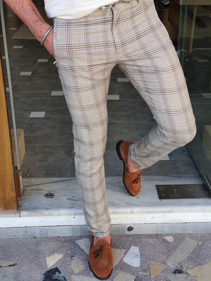 Montreal Brown Slim Fit Plaid Pants: Elegant Versatility for Every Occasion