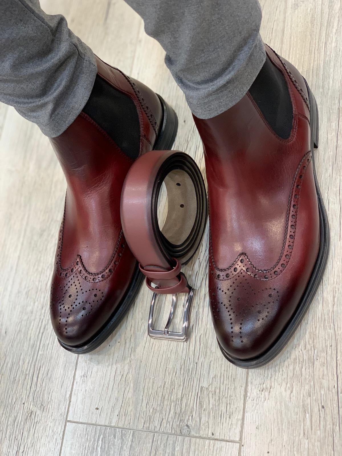 Ade Red Chelsea Boots - Elegant Leather Footwear for Men
