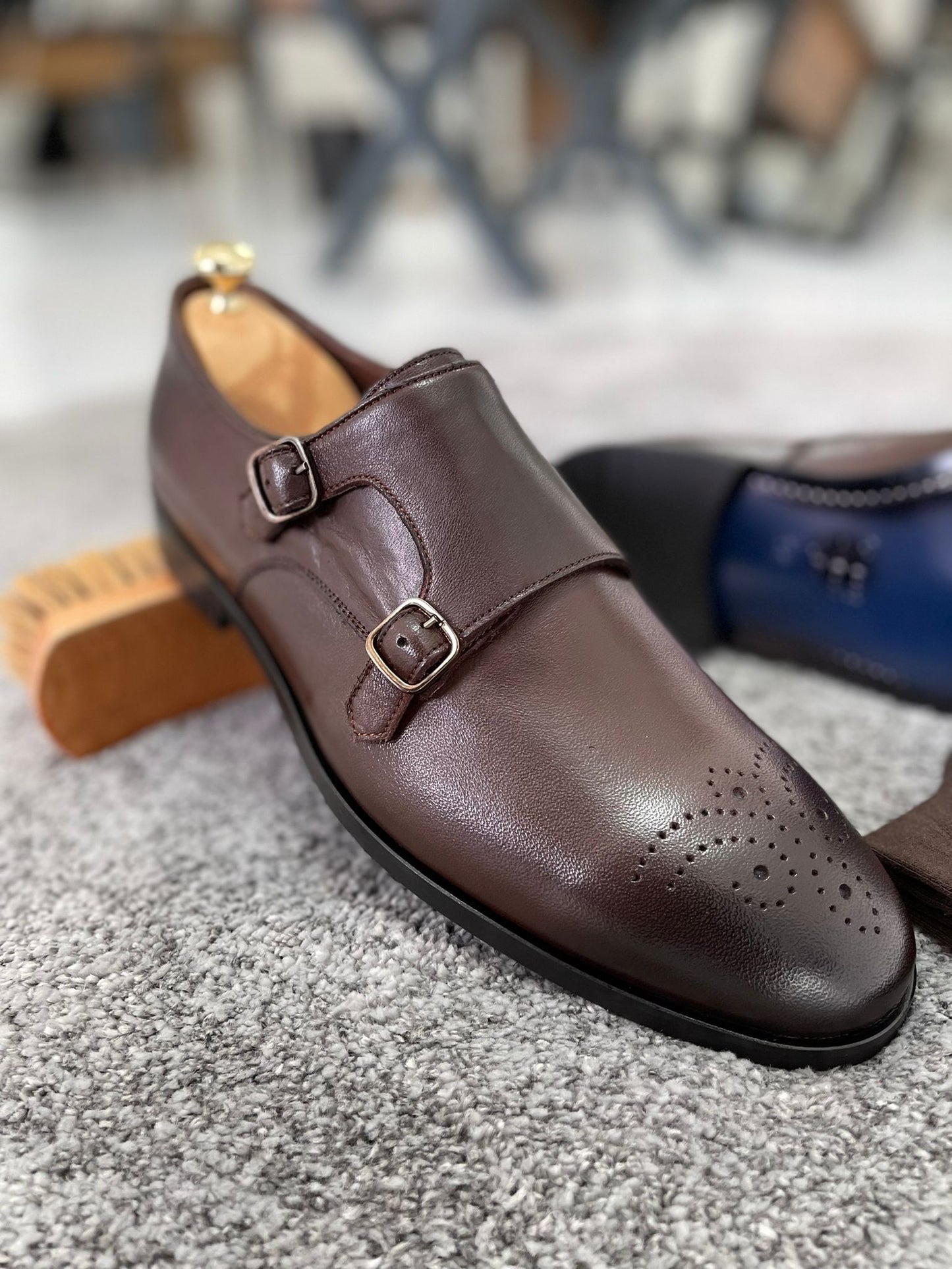 Remy Brown Double Monk Straps - Elegant Leather Shoes for Every Occasion