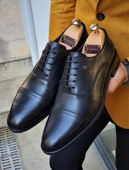 Stefano Black Wholecut Oxfords - Timeless Elegance for Every Occasion