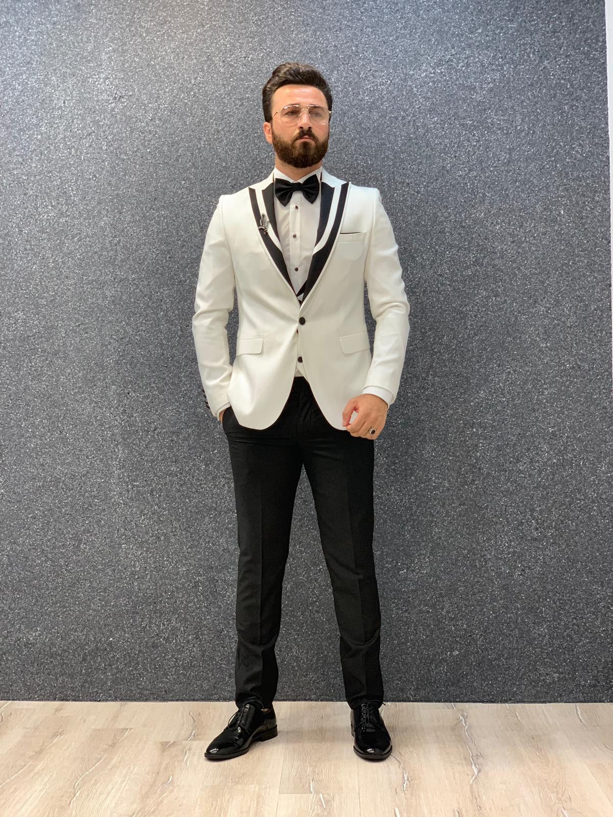 Lazio White Slim Fit Tuxedo for Men
