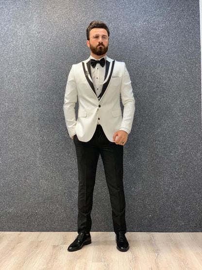 Lazio White Slim Fit Tuxedo for Men