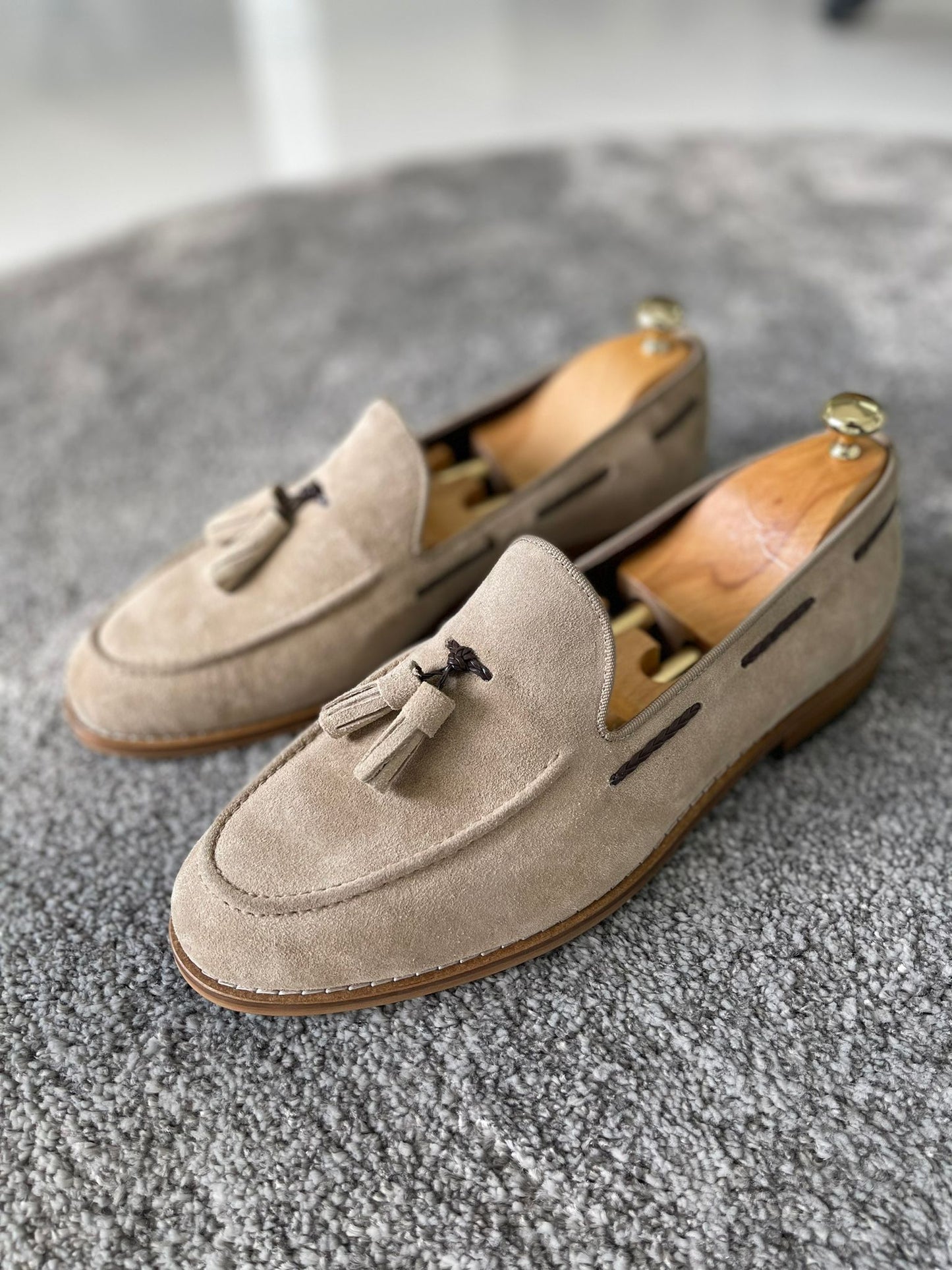 Remy Beige Suede Tassel Loafers