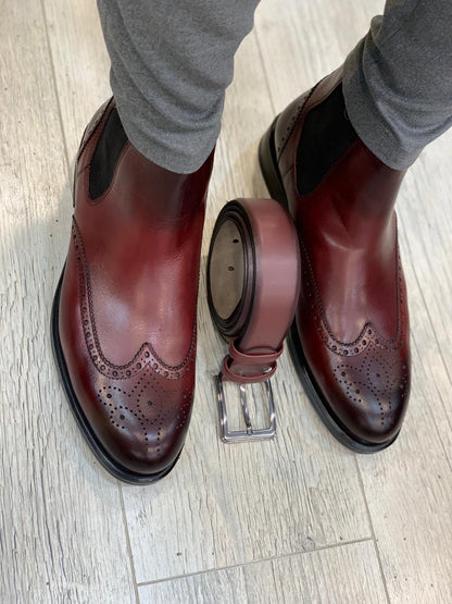 Ade Red Chelsea Boots - Elegant Leather Footwear for Men