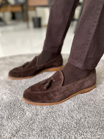 Remy Brown Suede Tassel Loafers for Men