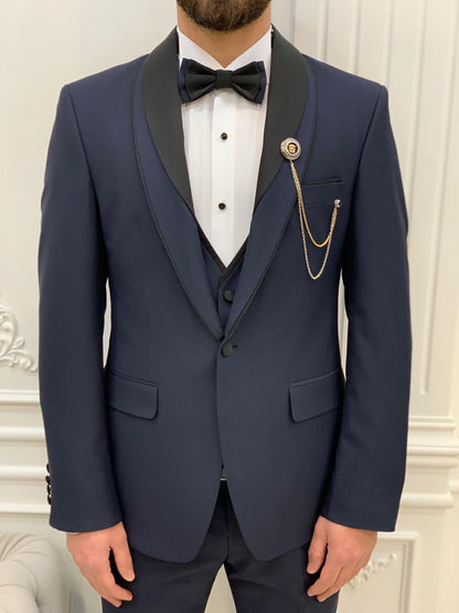Eden Joliet Navy Blue Slim Fit Shawl Lapel Tuxedo for Men