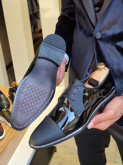 Fort Worth Black Cap Toe Laced Blucher - Elegant Leather Shoes