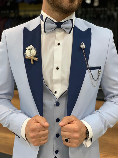 Wilson Sky Blue Slim Fit Peak Lapel Tuxedo: Perfect for Formal Occasions