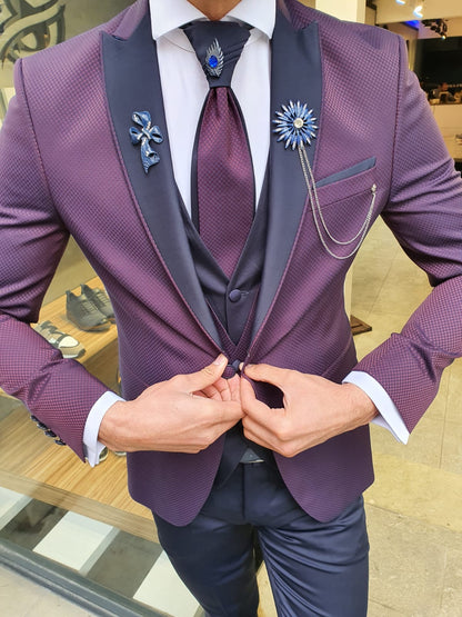 Forenza Damson Peak Lapel Tuxedo - Timeless Elegance for Formal Occasions
