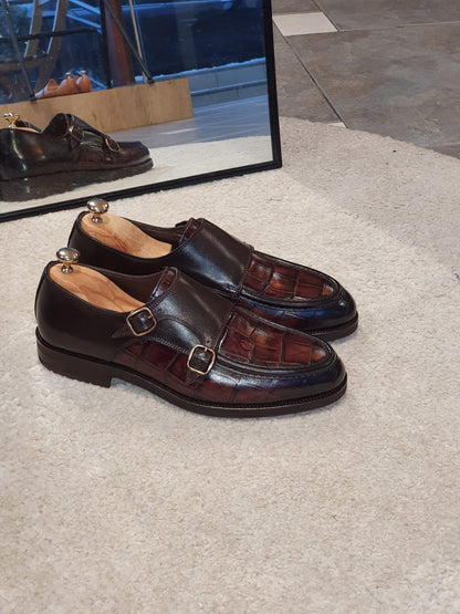 Montreal Brown Monk Strap Loafers for Men
