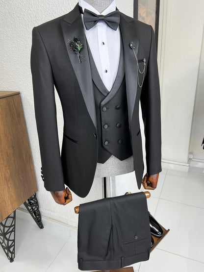 Veneta Slim Fit Dovetail Collared Black Tuxedo
