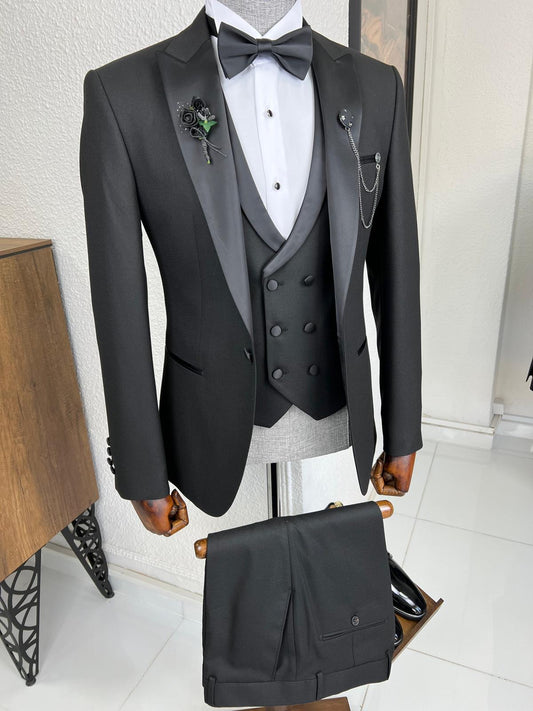 Veneta Slim Fit Dovetail Collared Black Tuxedo