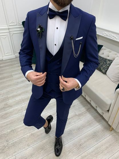 Perris Navy Blue Slim Fit Tuxedo