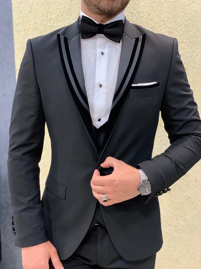 Stefano Black Slim Fit Shawl Lapel Tuxedo