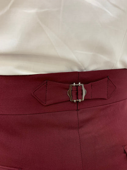 Burgundy Buckled Canvas Trousers for Every Occasion