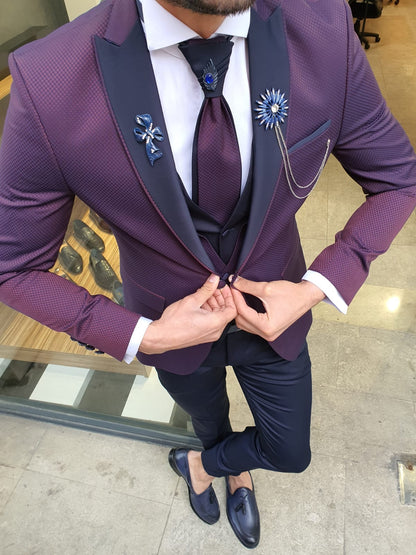 Forenza Damson Peak Lapel Tuxedo - Timeless Elegance for Formal Occasions