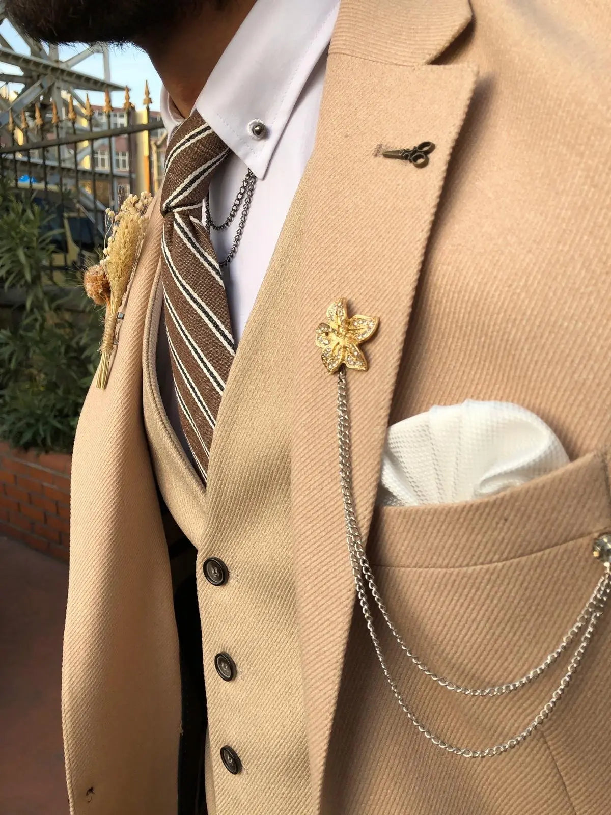 Multi Slim-Fit Suit Vest Beige for Effortless Elegance BOJONI