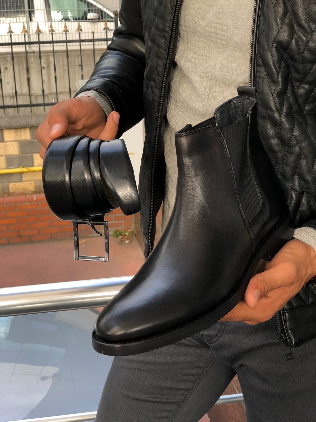 Aqua Black Chelsea Boots