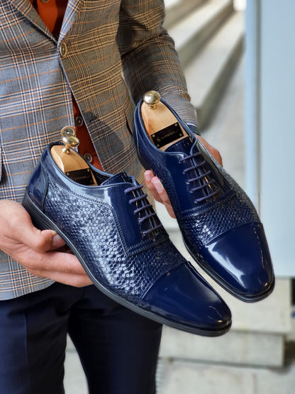 Henderson Navy Blue Wholecut Derbies