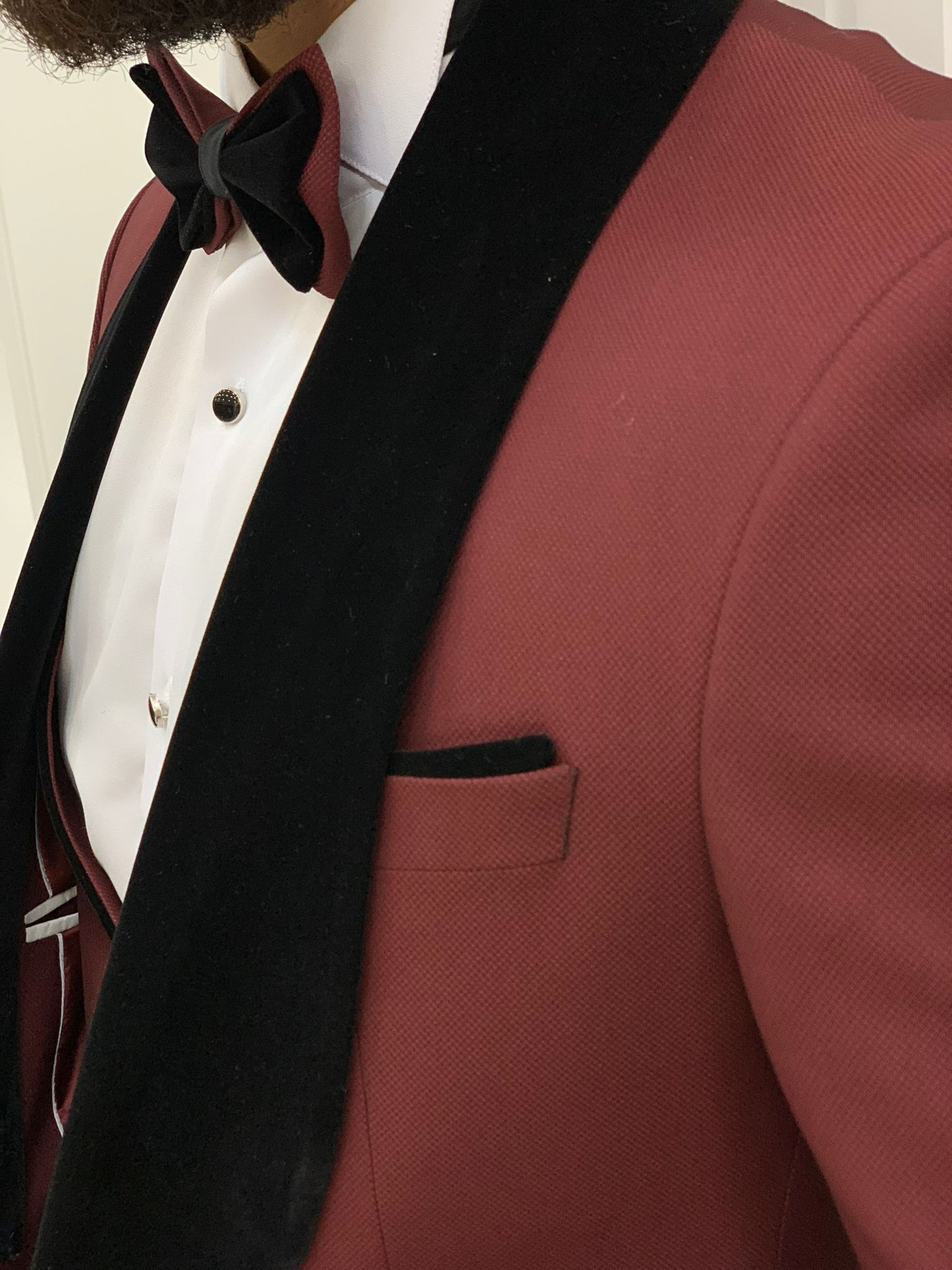 Lazio Burgundy Slim Fit Velvet Shawl Lapel Tuxedo