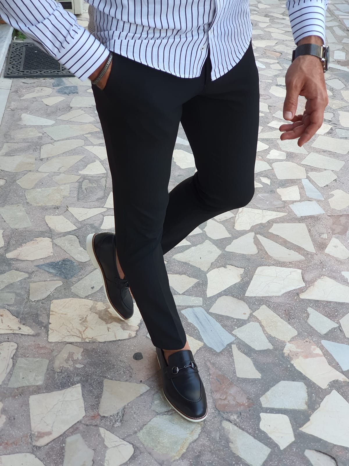 Berton Black Slim Fit Pants for Every Occasion