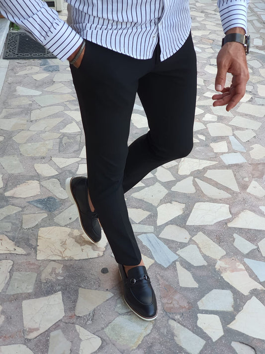 Berton Black Slim Fit Pants for Every Occasion