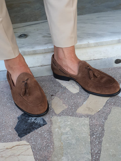 Cole Brown Suede Tassel Loafers - Elegant Comfort for Every Occasion