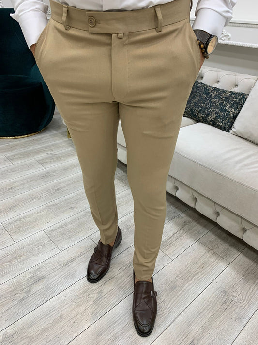 Serra Cream Slim Fit Pants – Elegant Versatility for Every Occasion