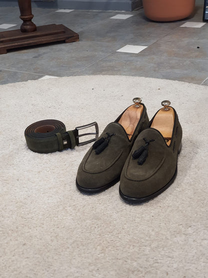 Bristol Khaki Suede Tassel Loafers