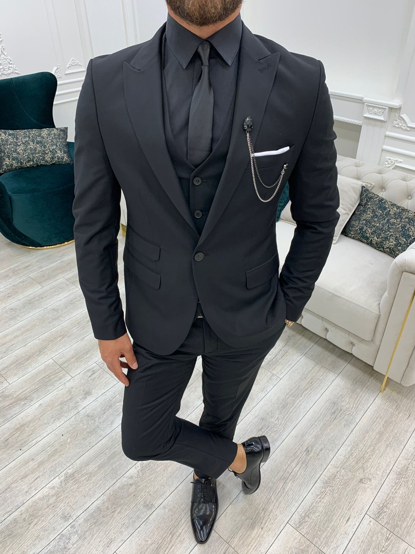 Lance Black Slim Fit Suit - Versatile Three-Piece Ensemble for Any Occasion