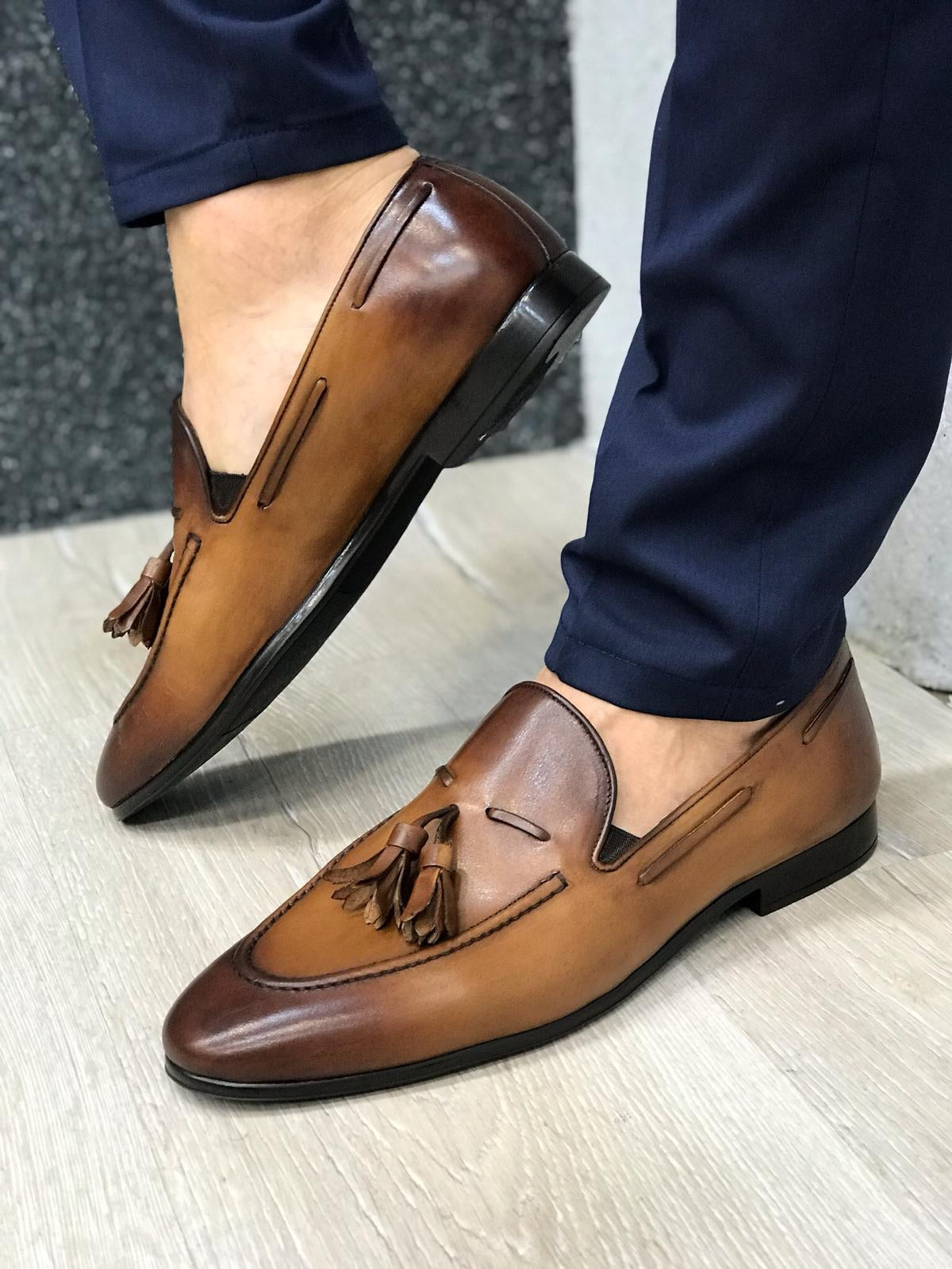 Tassel Leather Brown Loafers