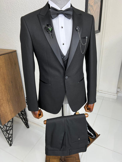 Veneta Slim Fit Dovetail Collared Black Tuxedo