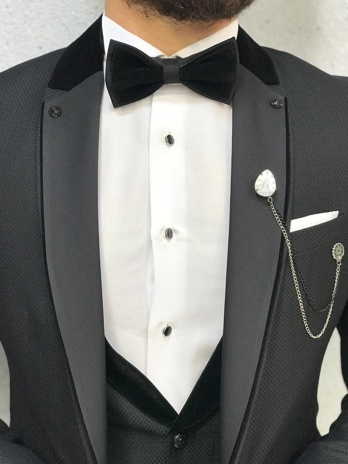 Lazio Black Slim-Fit Tuxedo for Modern Elegance