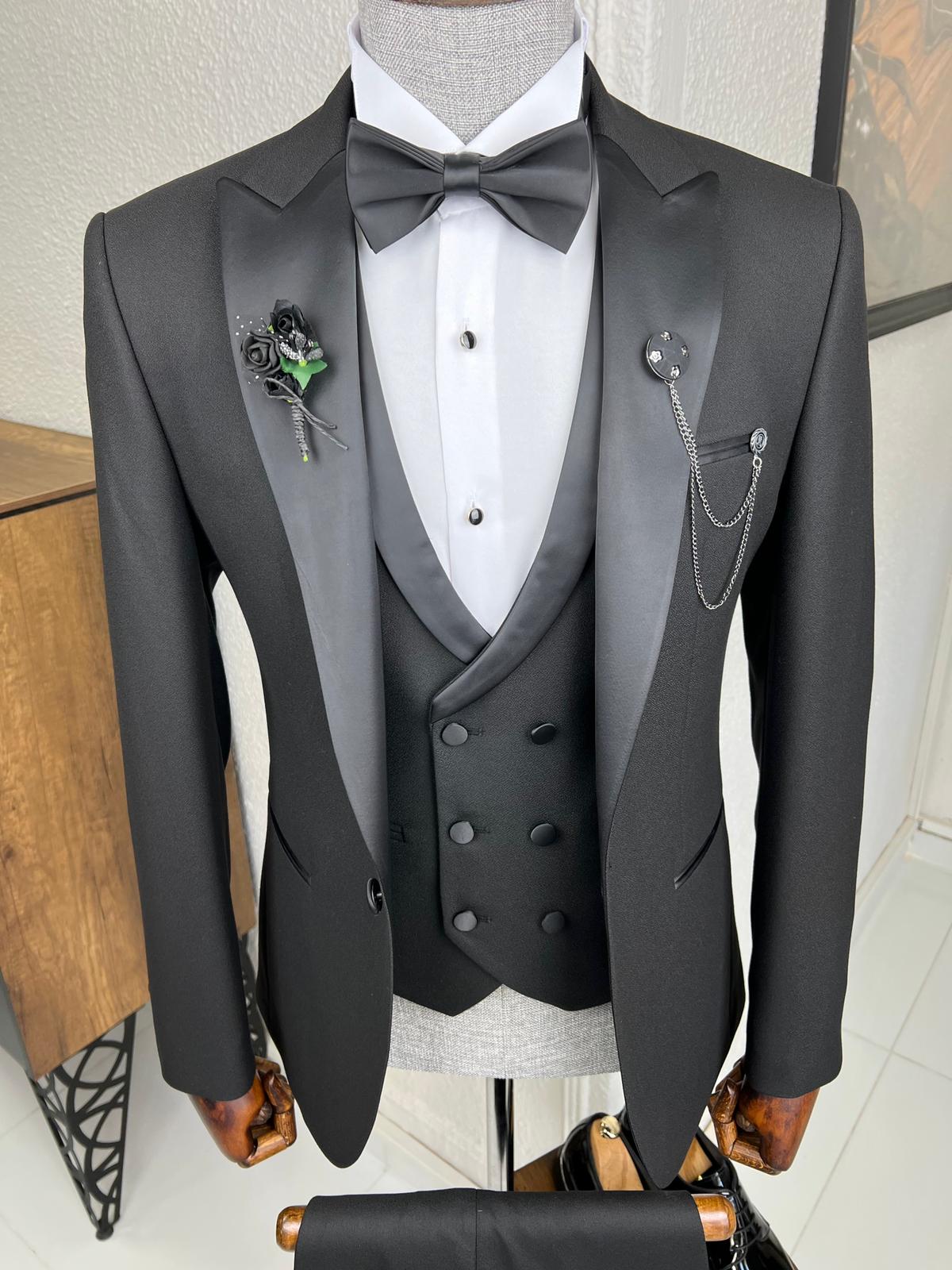 Veneta Slim Fit Dovetail Collared Black Tuxedo