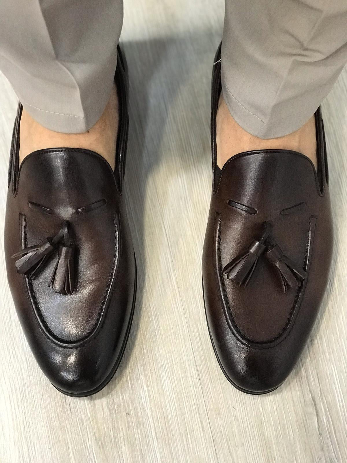 Tassel Leather Dark Brown Loafers – Sophisticated Footwear for Every Occasion