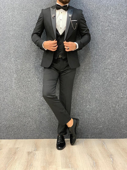 Bond Black Slim Fit Tuxedo - Timeless Elegance for Formal Occasions