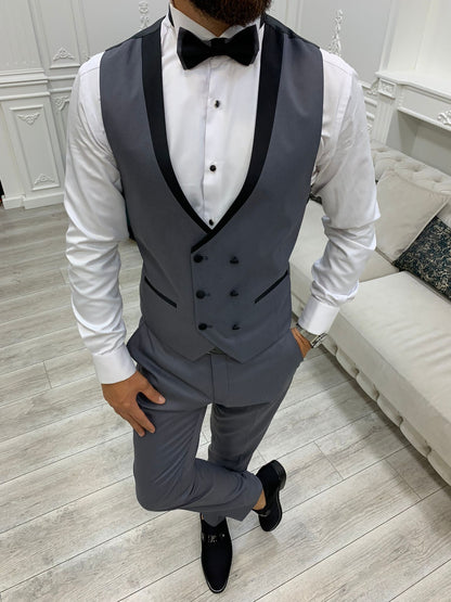 Infinite Gray Slim Fit Peak Lapel Tuxedo