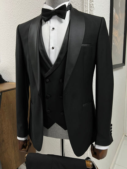 Lenzi Slim Fit Black Party Tuxedo for Men