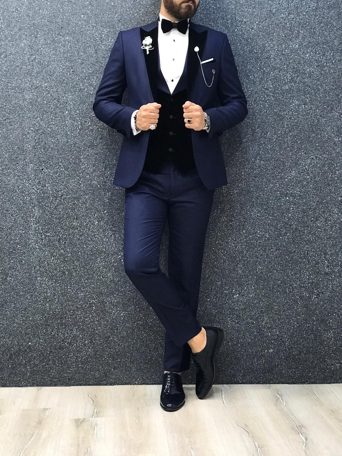 Acacia Navy Blue Patterned Tuxedo