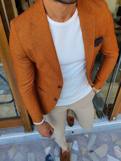 Stefano Camel Slim Fit Blazer - The Epitome of Sophistication