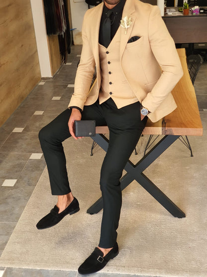 Edmond Beige Slim Fit Suit: The Ultimate Versatile Three-Piece Suit