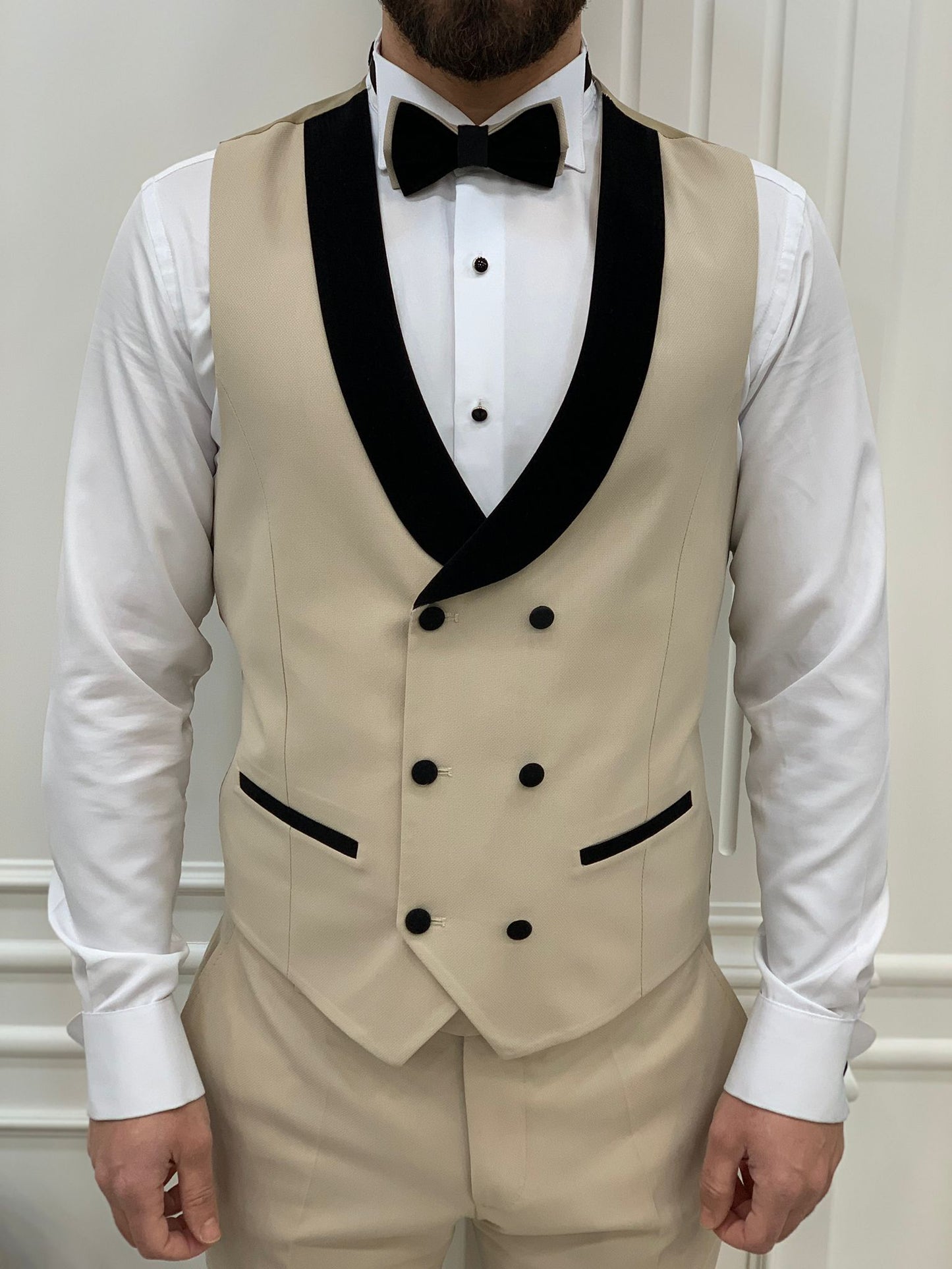 Eden Beige Slim Fit Peak Lapel Tuxedo