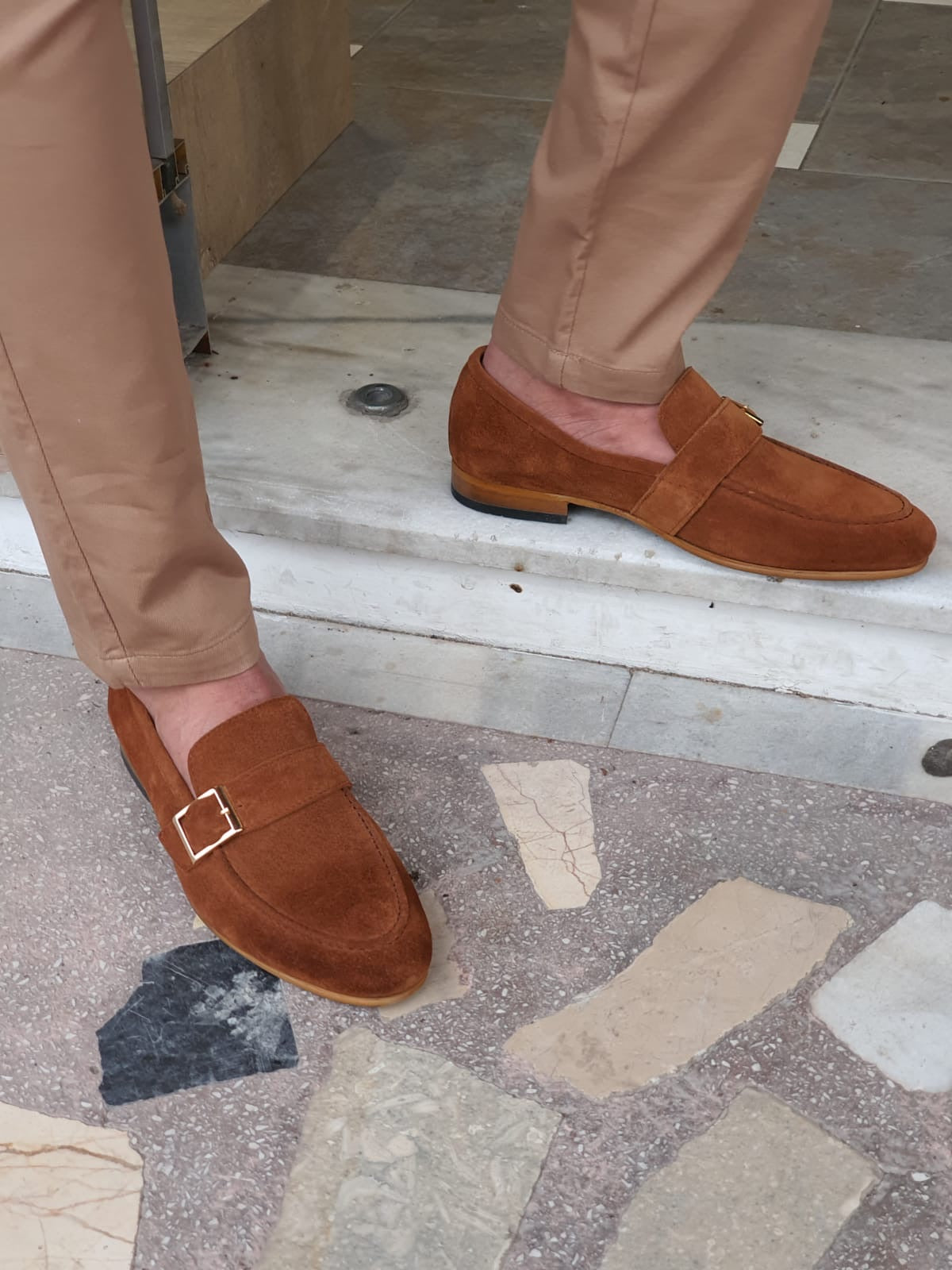 Bristol Brown Suede Buckle Loafers for Men