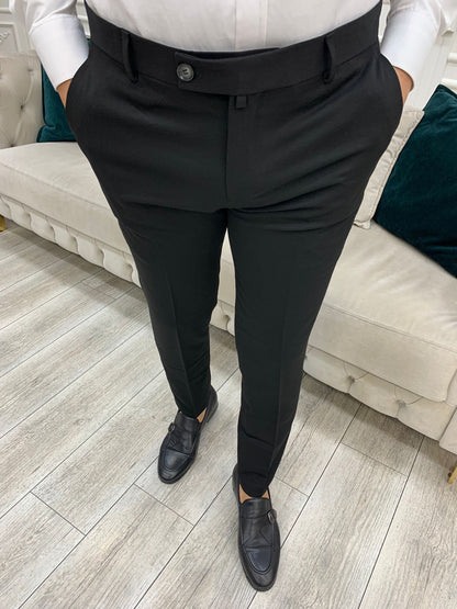 Black Italian Style Slim Fit Trousers for Every Occasion